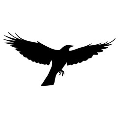 Obraz premium Flying Bird Silhouette – Black Vector Illustration of Bird in Flight