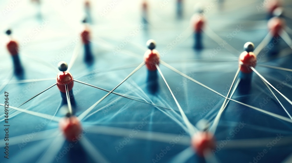 Poster abstract network of interconnected figures.