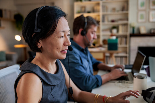 Woman telemarketing