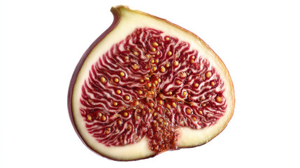 Close-up of a fig slice, showing intricate patterns