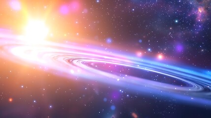 Shimmering Planet Ring System in Vibrant Cosmic Nebula