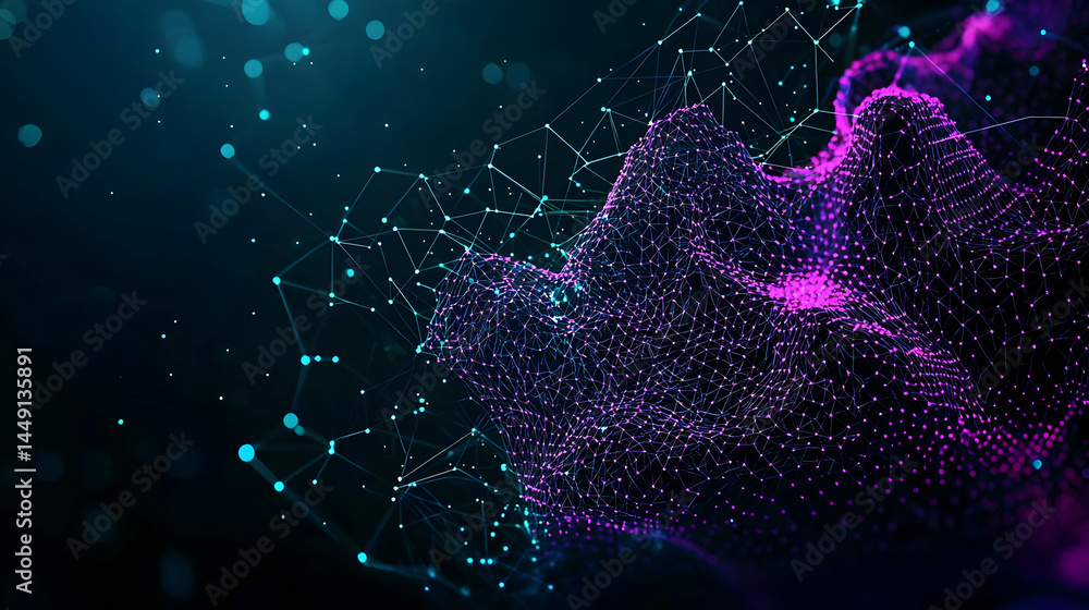 Aufkleber abstract digital network design with glowing particles