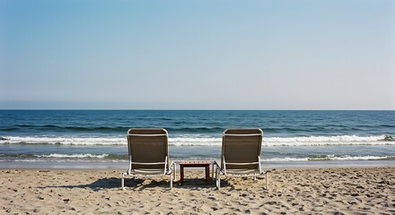Beach Bliss: Two Chairs Facing the Ocean
