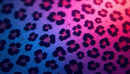 Obraz premium Vibrant leopard print with ombre color transitions in shades of pink, purple, and blue, wild, colorful