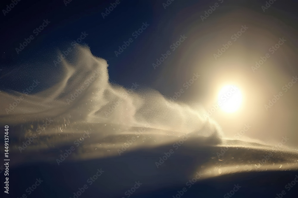 Poster misty clouds illuminated by the sun creating a serene atmosphere.