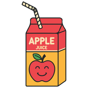 Apple juice box with straw isolated vector illustration on white background