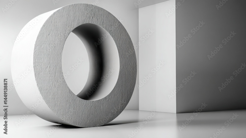 Poster white wall with circular shape illustrating alpha structure and organized outperformance in a clean 