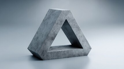 Concrete triangle representing alpha structure and organized outperformance in a minimalist and modern architectural context