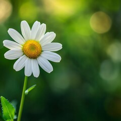 Fototapeta premium Delicate White Flower with Vibrant Yellow Center Blooming Amidst Lush Green Foliage in Natural Setting