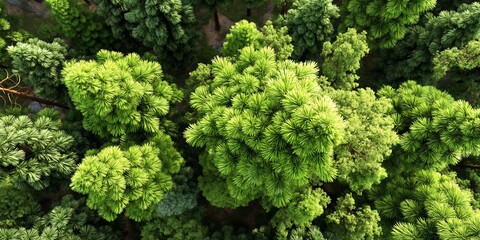 High-angle view of a lush forest canopy.  Possible use for nature documentaries, environmental articles, or websites focusing on ecology