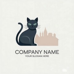 Premium Minimalist Black Cat Logo for Modern Pet Business Branding