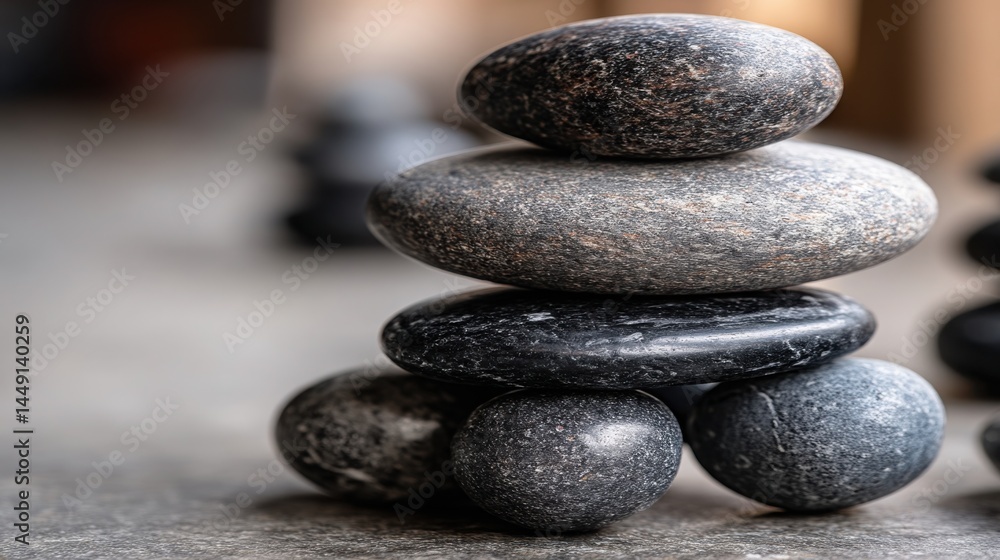 Poster stack of rocks as a representation of balanced yield and stable returns in effective financial manag