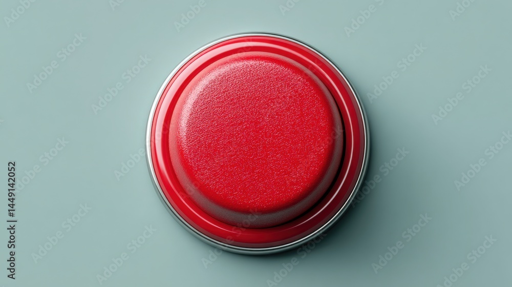 Poster bright red button symbolizing immediate action and urgency in various situations representing a prom