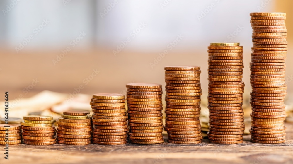 Poster a simple yet effective stack of coins representing financial growth and the concept of building weal