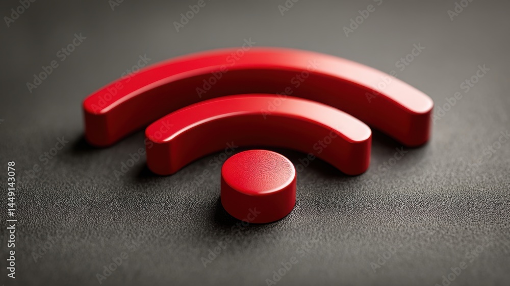 Poster vibrant red wi-fi icon illuminating the digital space with a spectrum of connectivity and focused ne