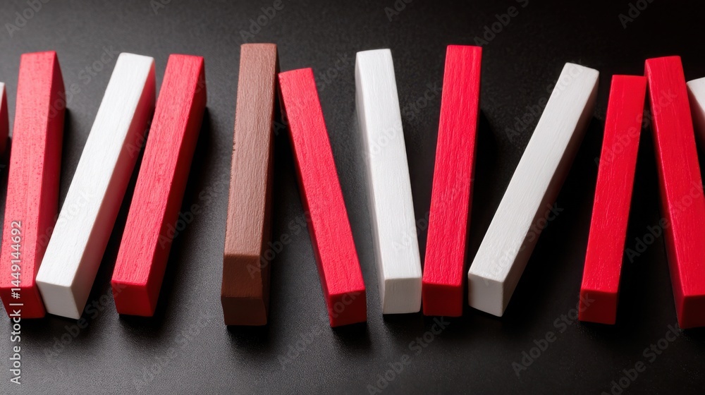 Poster a striking red and white object illustrating vibrant contrast and visual appeal in the context of ma