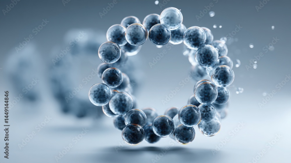 Poster molecular structure concept illustrating emotional detachment through cyclical patterns in scientifi