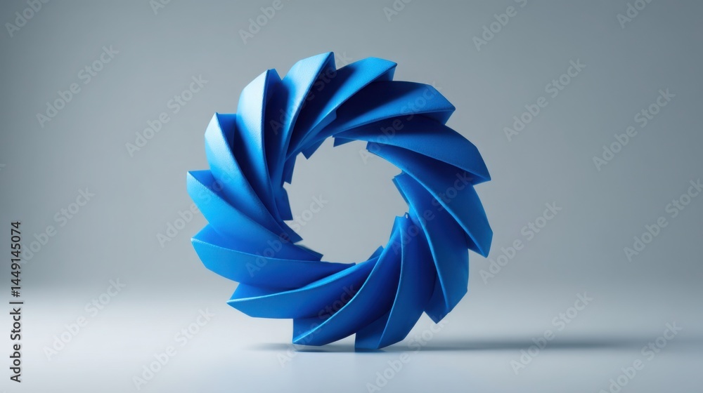 Poster blue spiral representing deliberate rotation and controlled movement through artistic and creative e