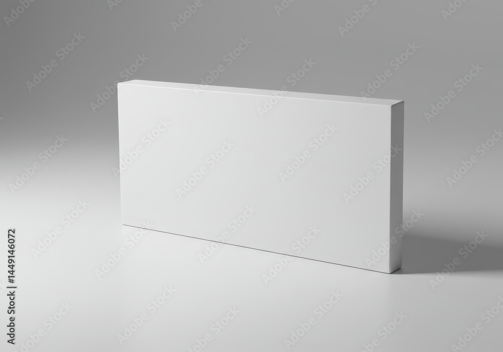 Poster blank white rectangular box on a white surface with a gray background