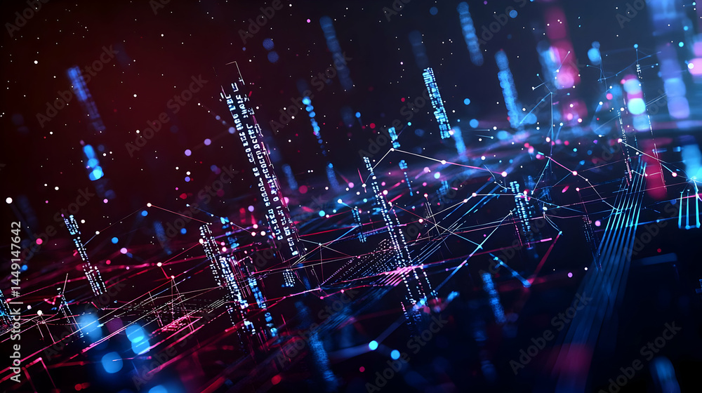 Poster abstract glowing data visualization art