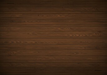 Dark Brown Wood Texture Background - Horizontal Wooden Planks, Grain, Surface, Rustic, Backdrop, Abstract Design.