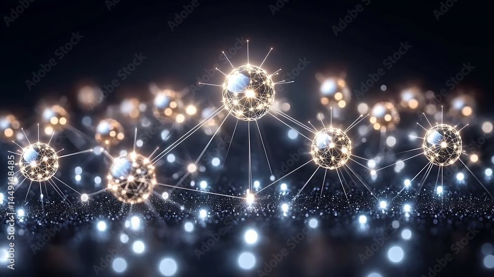 Poster interconnected nodes form a digital network, highlighting connectivity
