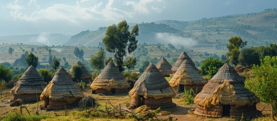 Traditional African Village in a Picturesque Landscape