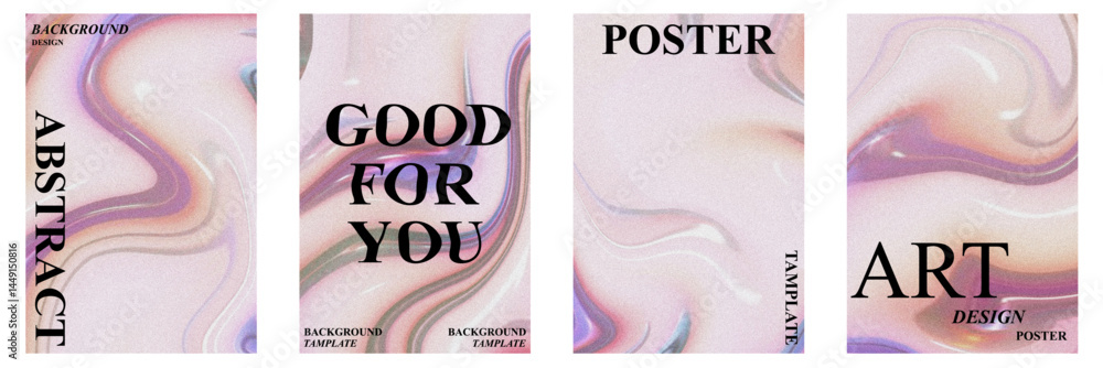 Poster abstract poster set with wavy and textured grain effect. modern minimal design for creative backgrou