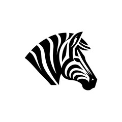 Grayscale Zebra Head Logo Icon