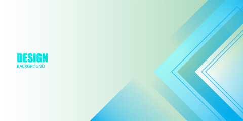 Set of double sided business card templates with illustrations of randomly stacked transparent blue and green triangles on a blue-green and white background