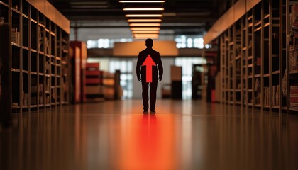 Man with Arrow Symbol Tariff Impact on Business Growth Trade