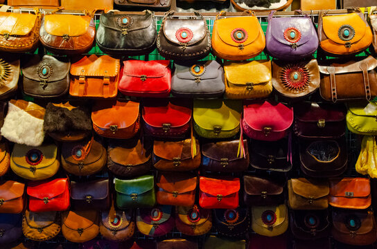 Colorful leather handbags