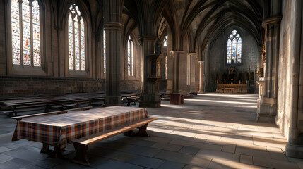 Obraz premium Sunlight Filled Historic Church Interior