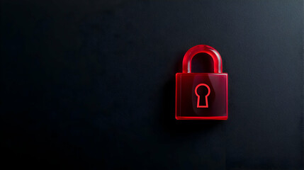 Fototapeta premium Red Lock On Dark Background