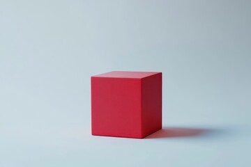 Isolated Red Cube on Gray Background for Product Display or Mockup