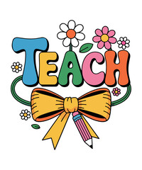 Teacher T-shirt - Colorful Design with Flower