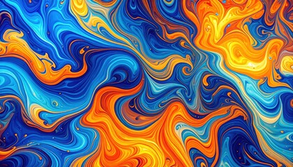 Abstract Swirling Blue and Orange Background