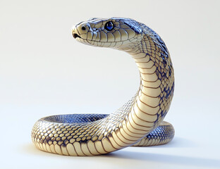 Fototapeta premium A photorealistic depiction of a cobra snake in the side view, with the full body shown against a white background