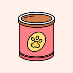 Dog Food Can with Paw Print – Simple Cute Vector Illustration