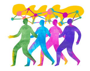 Vivid figures embodying teamwork and creativity today