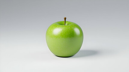 Single Green Apple On Light Gray Background