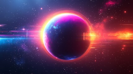 Obraz premium Abstract cosmic planet with colorful glow