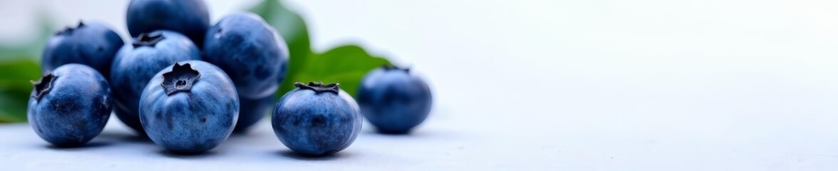 Obraz premium Close-up of ripe blueberries on a white background, sweet, delicious