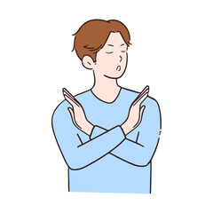 mature man with gesture refusing