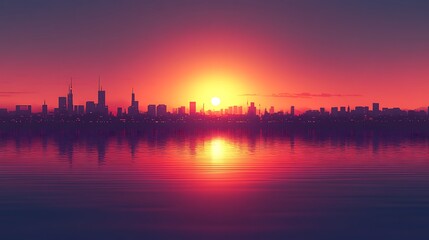 Fototapeta premium City skyline at sunset on water