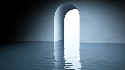 Flooded passageway showcase surreal environment abstract concept illuminated entrance