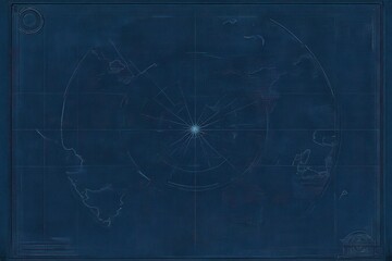 Detailed, stylized world map on a dark, textured background  Circular design with central point and radiating lines  Intricate detail showing continents,  likely meant to be viewed from above