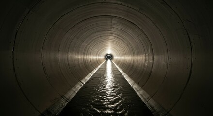 Dark tunnel with a waterway