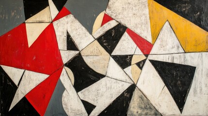 Abstract composition of geometric shapes and colors.