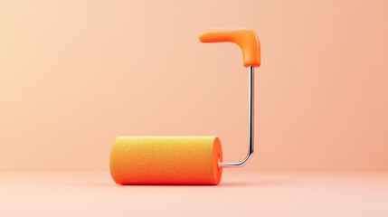Obraz premium Orange paint roller on pastel background